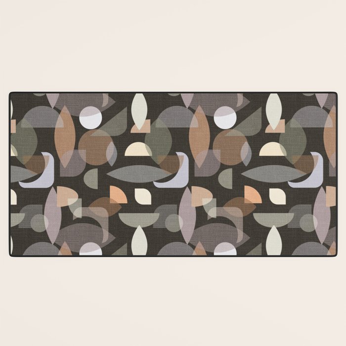 Modern Abstract Geometric Neutral Dark Earthy Tones with Natural Fabric Texture Desk Mat Gallery Image 3