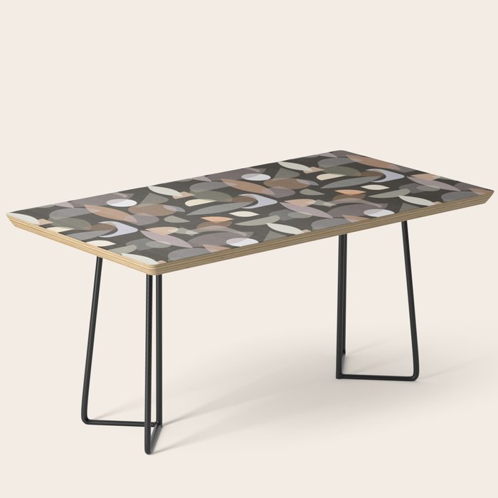 Modern Abstract Geometric Neutral Dark Earthy Tones with Natural Fabric Texture Coffee Table Gallery Image 1