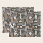Modern Abstract Geometric Neutral Dark Earthy Tones with Natural Fabric Texture Placemat Gallery Image 1
