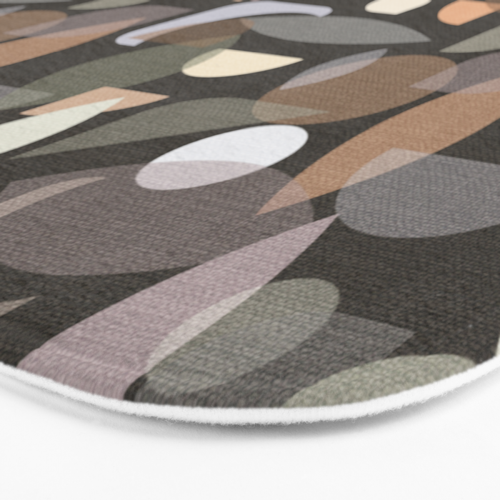 Modern Abstract Geometric Neutral Dark Earthy Tones with Natural Fabric Texture Bath Mat Gallery Image 3