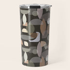 Modern Abstract Geometric Neutral Dark Earthy Tones with Natural Fabric Texture Travel Mug Gallery Image 1