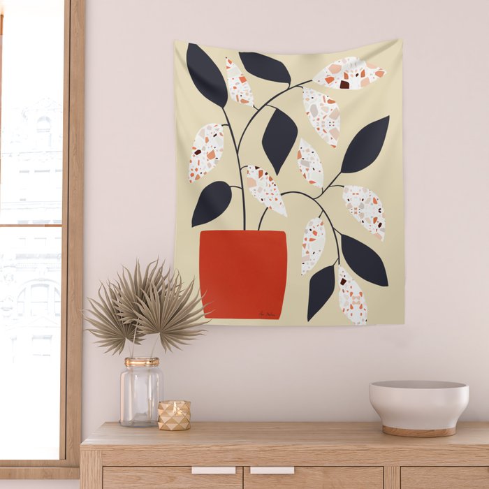 Plants and terrazzo Wall Tapestry Gallery Image 2