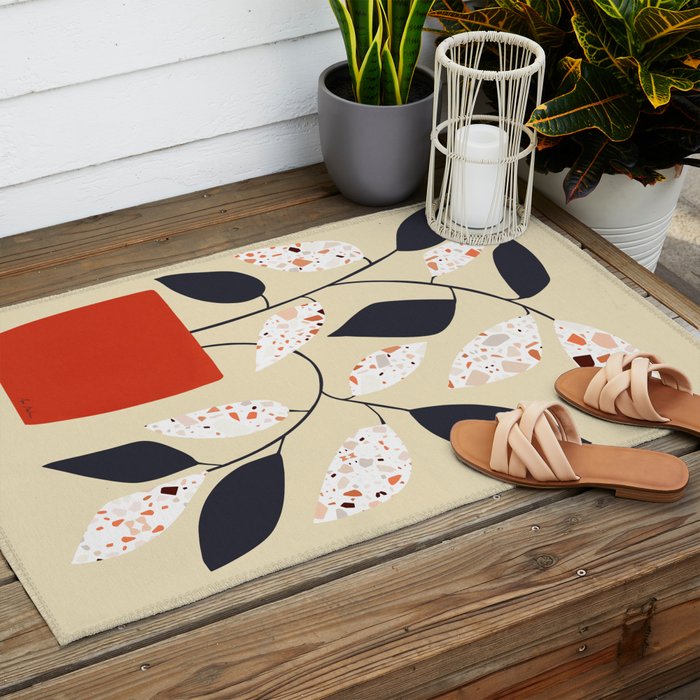 Plants and terrazzo Outdoor Rug Gallery Image 2