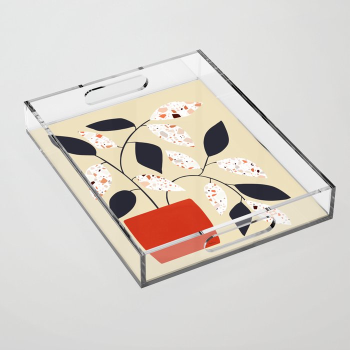 Plants and terrazzo Acrylic Tray Gallery Image 1