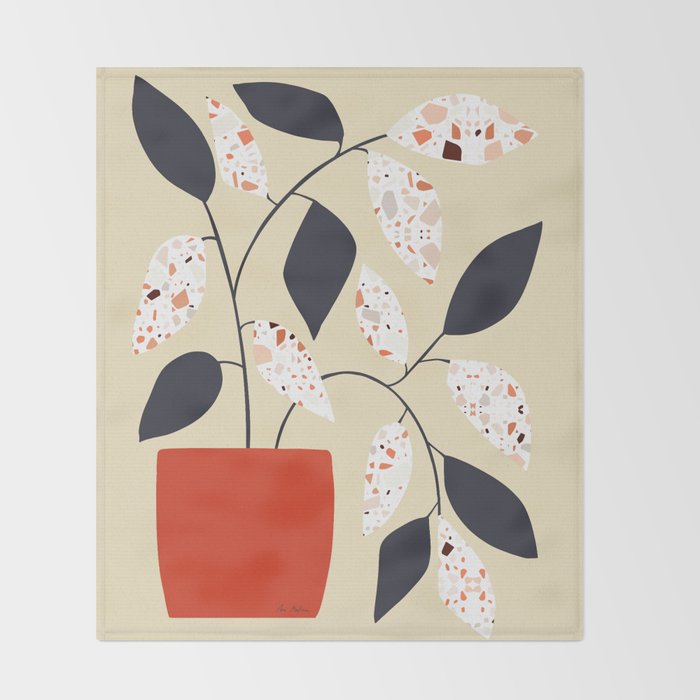 Plants and terrazzo Throw Blanket Gallery Image 2