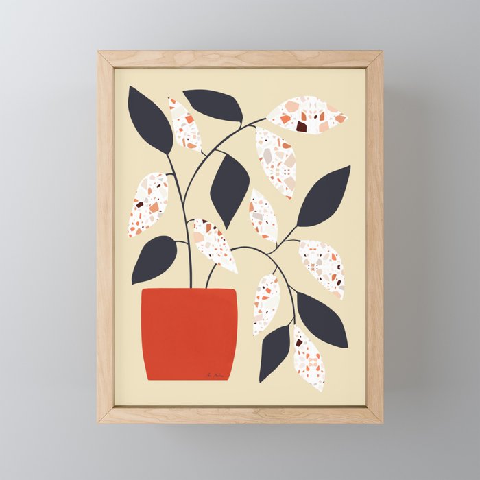 Plants and terrazzo Mini Art Print Gallery Image 1