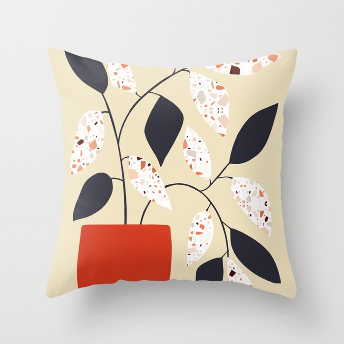 Plants and terrazzo Throw Pillow Gallery Image 1