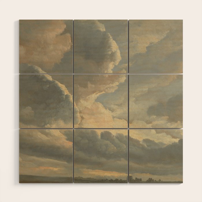 Study of Clouds with a Sunset near Rome Wood Wall Art Gallery Image 1