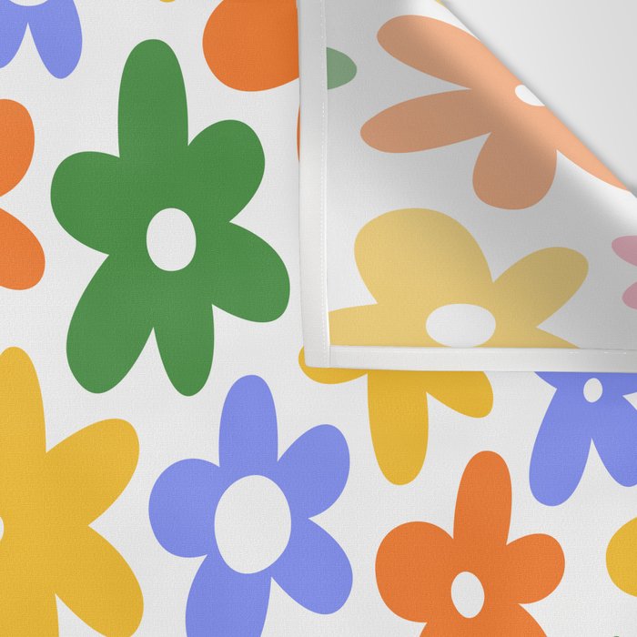 Colorful retro flower art pattern Wall Tapestry Gallery Image 3