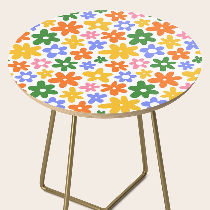 Colorful retro flower art pattern Side Table Gallery Image 2