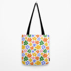 Colorful retro flower art pattern Tote Bag Gallery Image 2