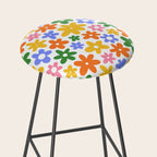 Colorful retro flower art pattern Stool Gallery Image 2