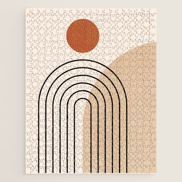 Abstraction_NEW_SUN_DAWN_MOUNTAINS_LINE_POP_ART_008B Jigsaw Puzzle Gallery Image 1