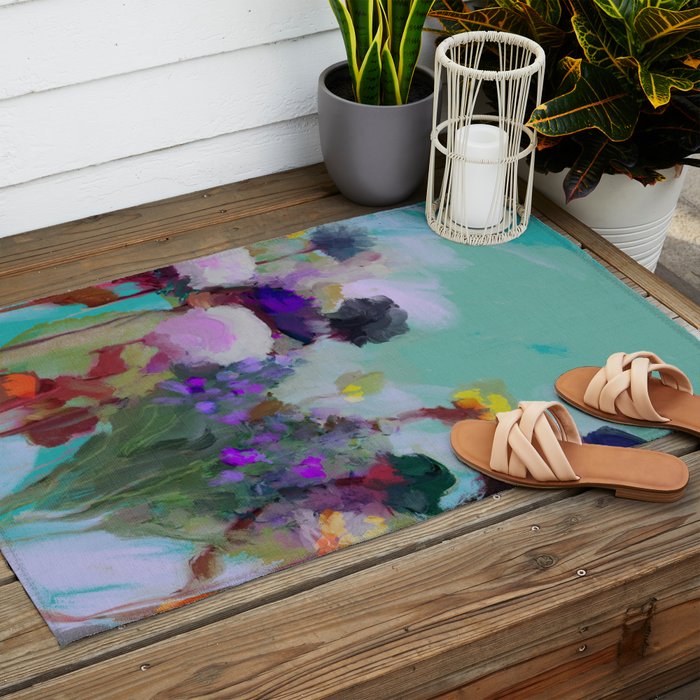 abstract floral bloom Outdoor Rug Gallery Image 2