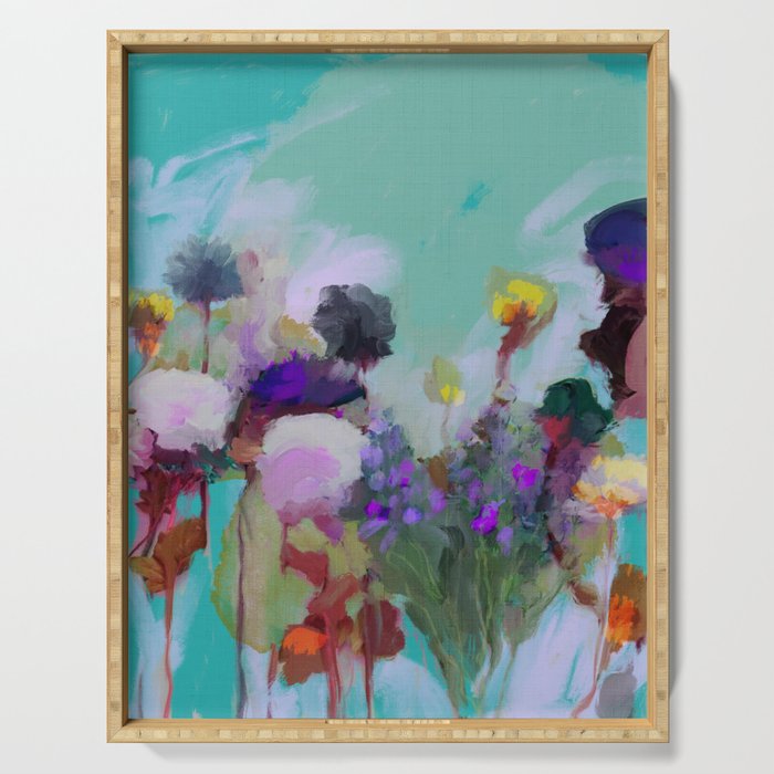 abstract floral bloom Serving Tray Gallery Image 1