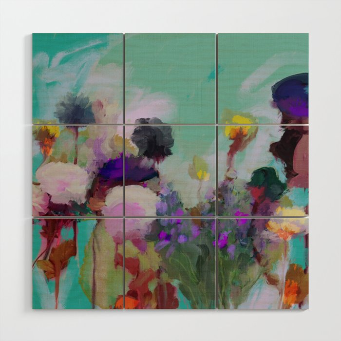 abstract floral bloom Wood Wall Art Gallery Image 1