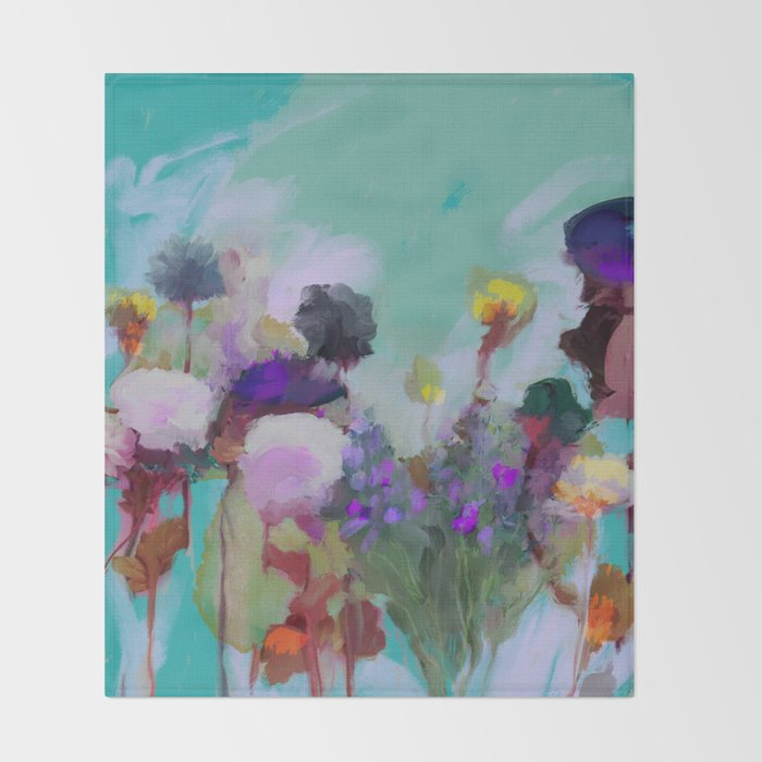 abstract floral bloom Throw Blanket Gallery Image 2