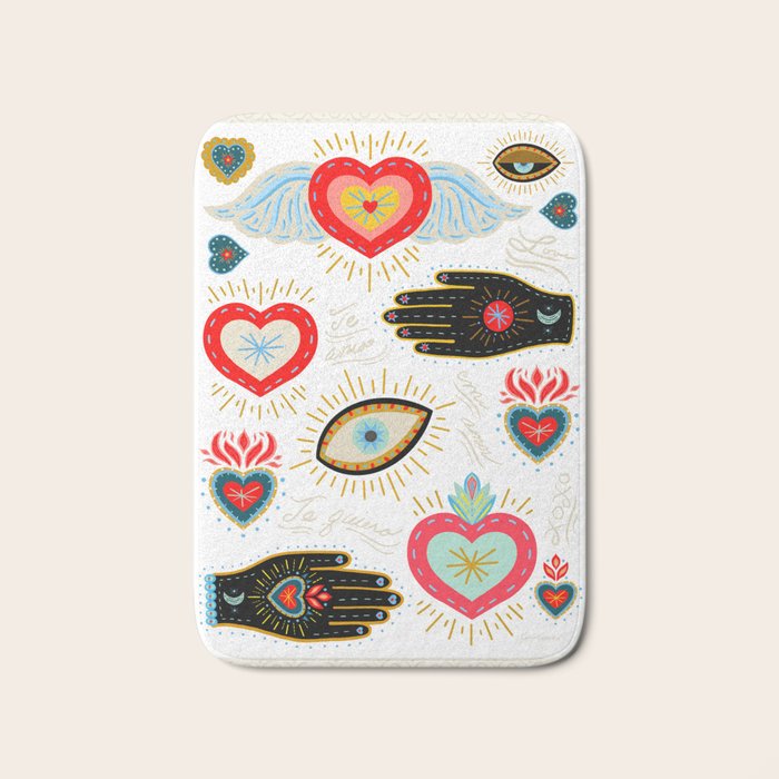 Milagro Love Hearts - White Bath Mat Gallery Image 1