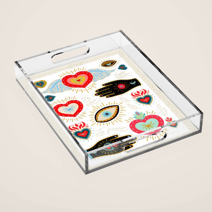 Milagro Love Hearts - White Acrylic Tray Gallery Image 1