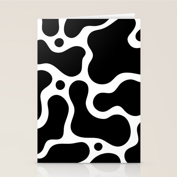 Abstract black and white organic shape pattern Stationery Card Gallery Image 2
