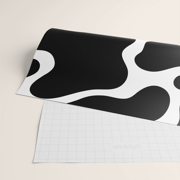 Abstract black and white organic shape pattern Wrapping Paper Gallery Image 2
