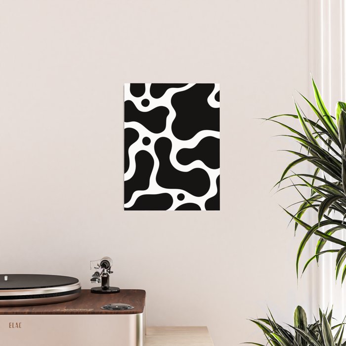 Abstract black and white organic shape pattern Poster Gallery Image 2