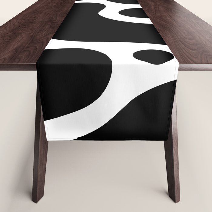 Abstract black and white organic shape pattern Table Runner Gallery Image 1
