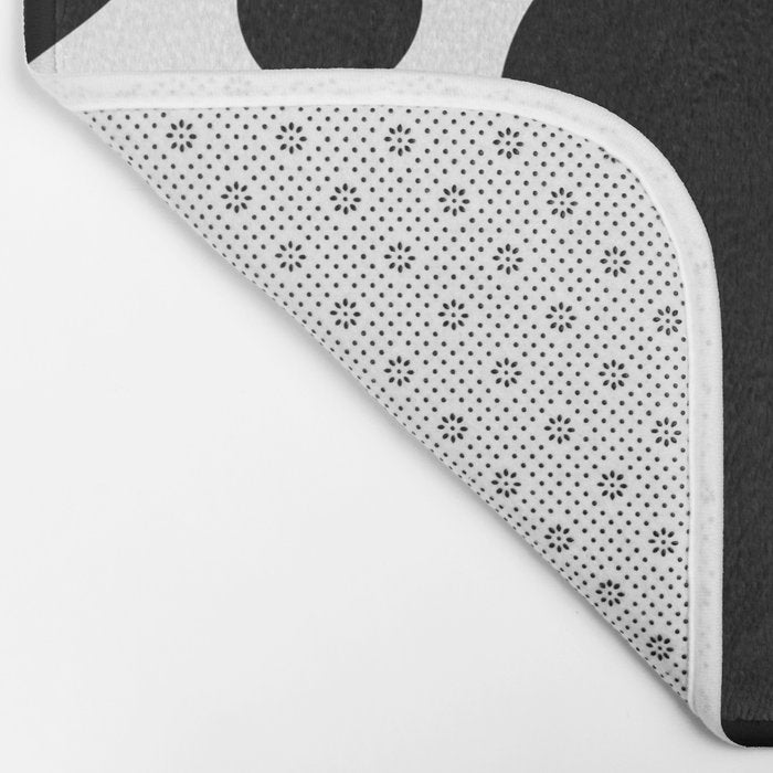 Abstract black and white organic shape pattern Bath Mat Gallery Image 2