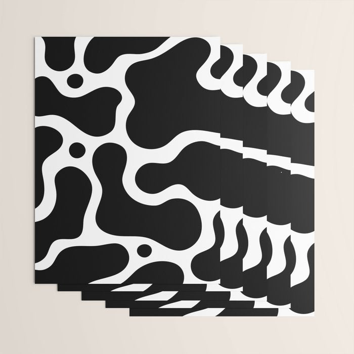 Abstract black and white organic shape pattern Wrapping Paper Gallery Image 3