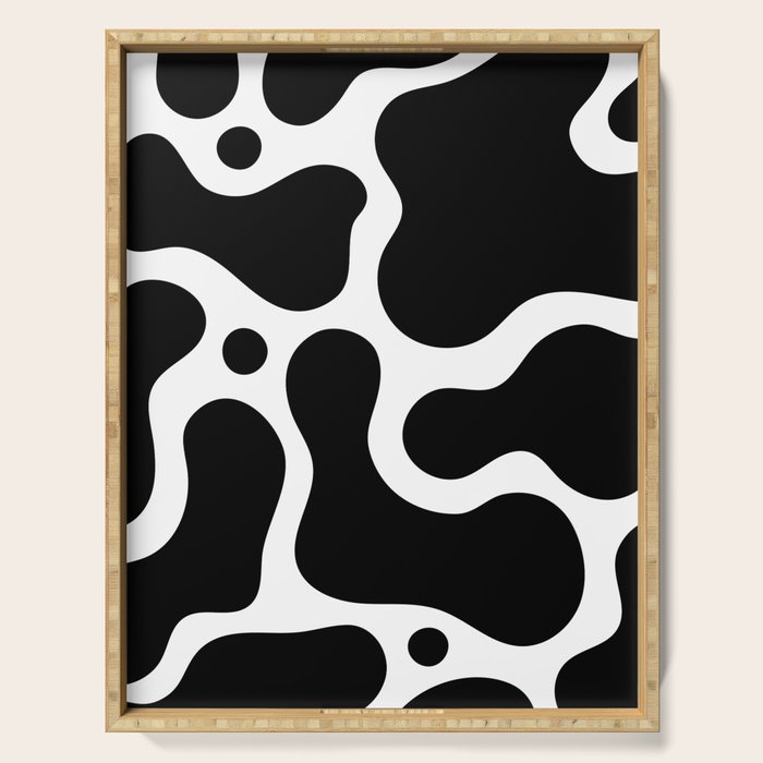 Abstract black and white organic shape pattern Serving Tray Gallery Image 1