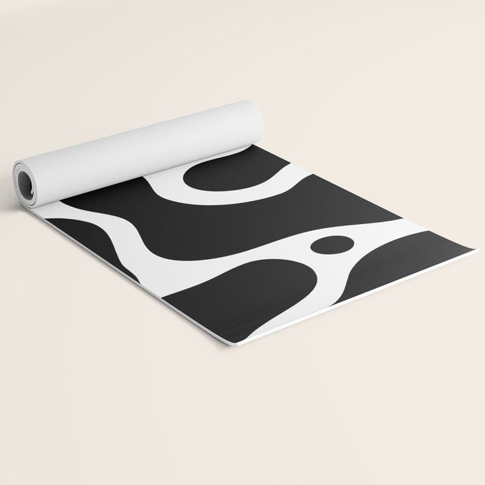 Abstract black and white organic shape pattern Yoga Mat Gallery Image 2