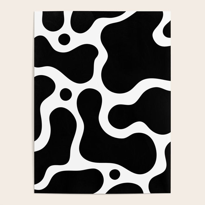 Abstract black and white organic shape pattern Poster Gallery Image 4