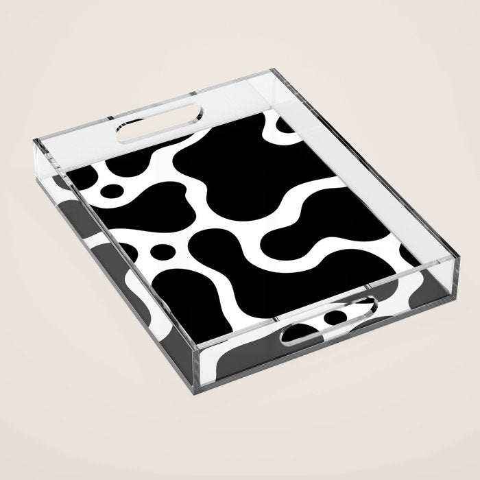 Abstract black and white organic shape pattern Acrylic Tray Gallery Image 1
