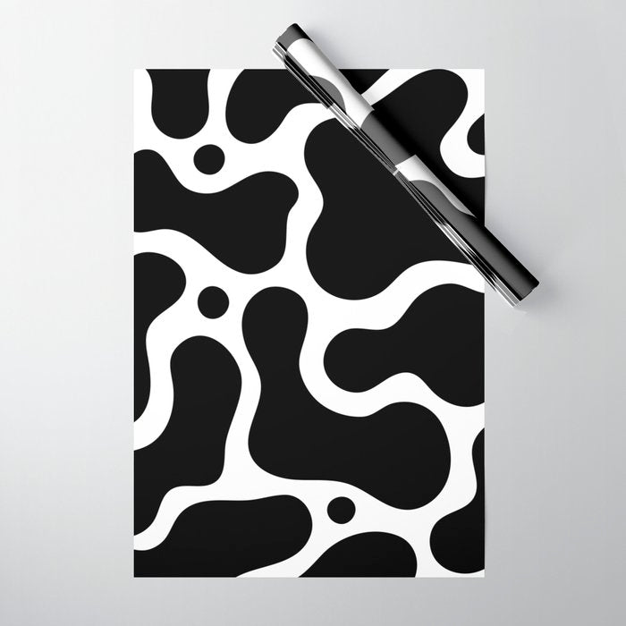 Abstract black and white organic shape pattern Wrapping Paper Gallery Image 1