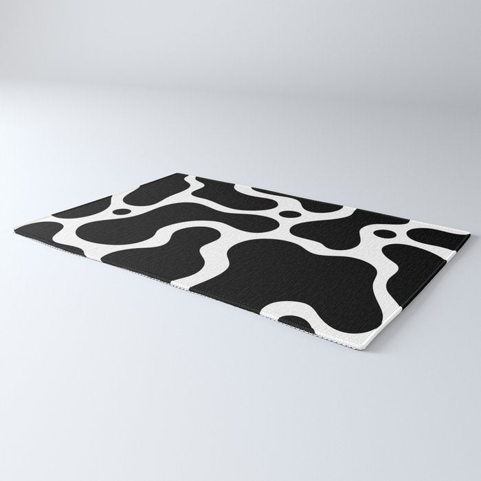Abstract black and white organic shape pattern Rug Gallery Image 3