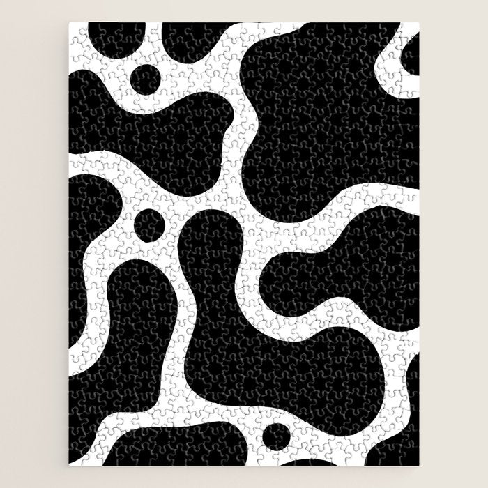 Abstract black and white organic shape pattern Jigsaw Puzzle Gallery Image 1