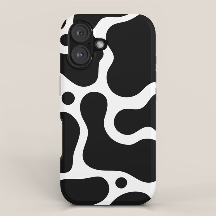 Abstract black and white organic shape pattern iPhone Case Gallery Image 1