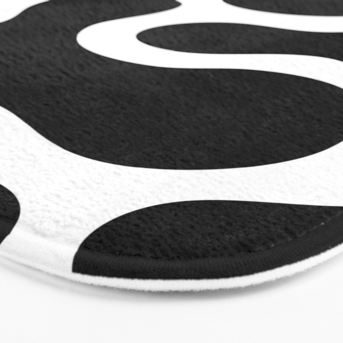 Abstract black and white organic shape pattern Bath Mat Gallery Image 3