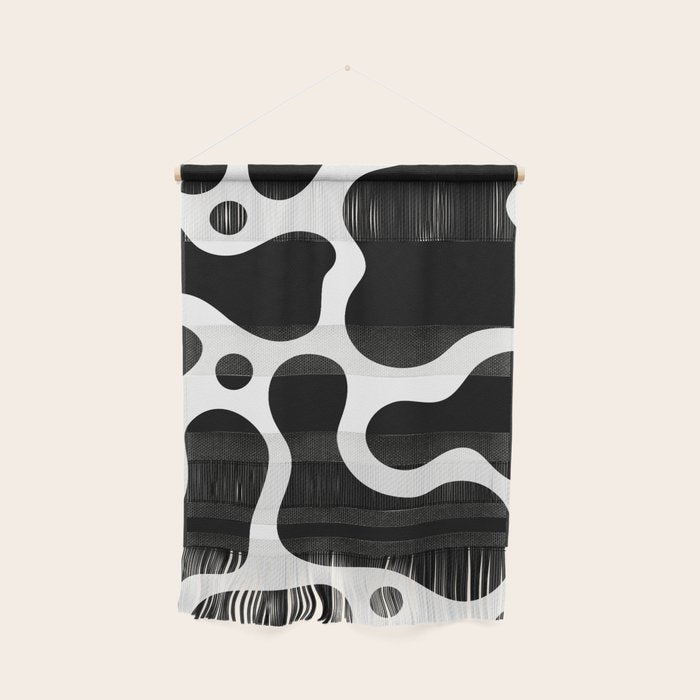 Abstract black and white organic shape pattern Wall Hanging Gallery Image 1