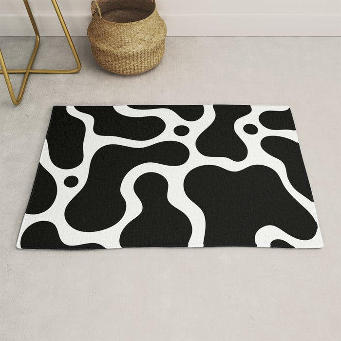 Abstract black and white organic shape pattern Rug Gallery Image 1