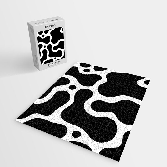 Abstract black and white organic shape pattern Jigsaw Puzzle Gallery Image 2