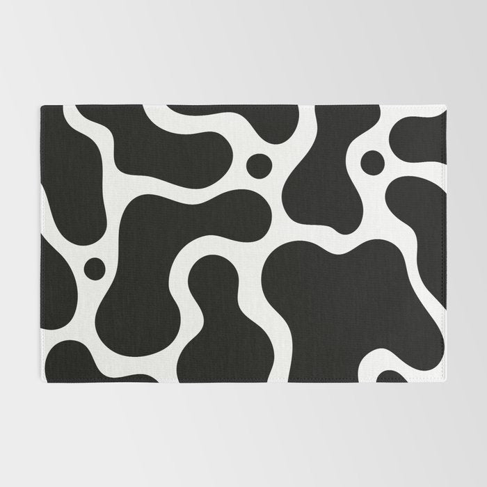 Abstract black and white organic shape pattern Rug Gallery Image 2