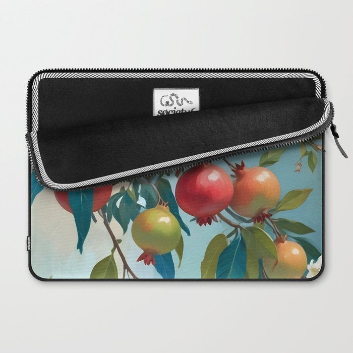 Pomegranate Sweetness, Botanical Vintage Illustration, Jungle Forest Plants Fruits, Food Blossom Garden Painting Laptop Sleeve Gallery Image 2