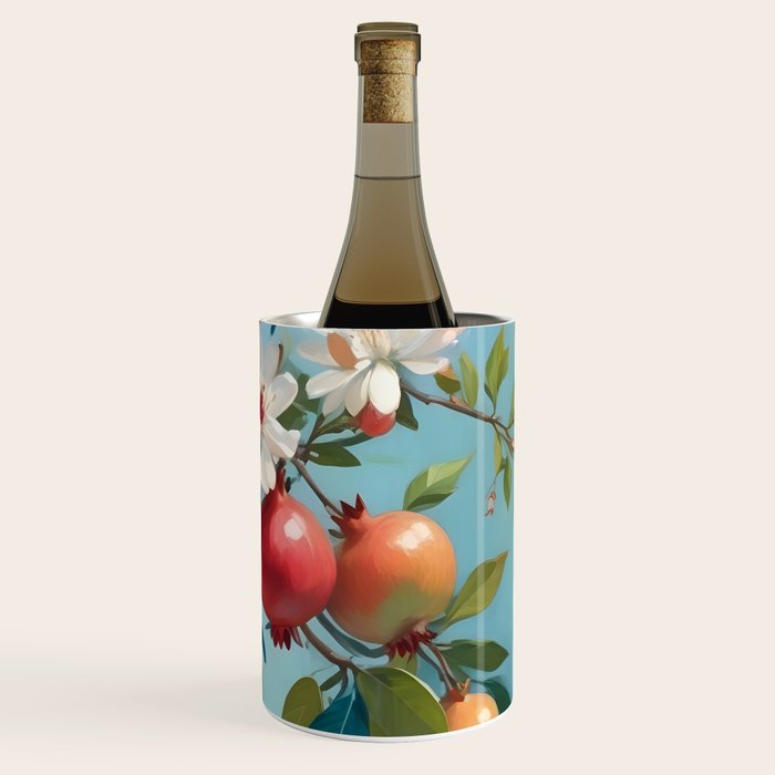 Pomegranate Sweetness, Botanical Vintage Illustration, Jungle Forest Plants Fruits, Food Blossom Garden Painting Wine Chiller Gallery Image 3