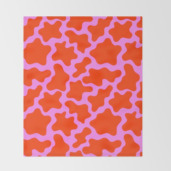 Colorful pink cow print seamless pattern Throw Blanket Gallery Image 2