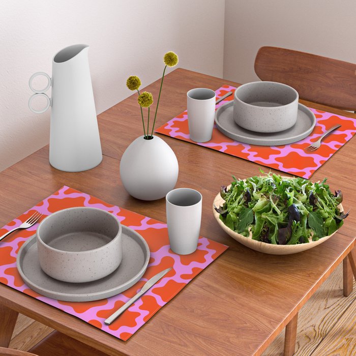 Colorful pink cow print seamless pattern Placemat Gallery Image 2