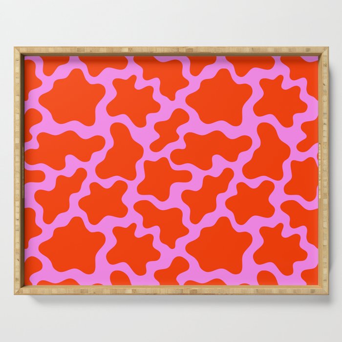 Colorful pink cow print seamless pattern Serving Tray Gallery Image 1