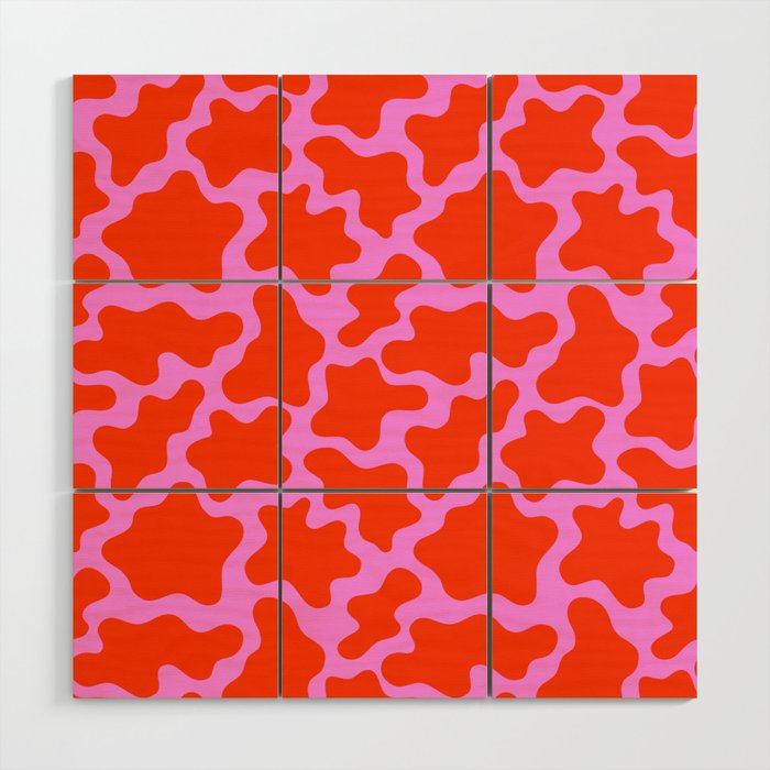 Colorful pink cow print seamless pattern Wood Wall Art Gallery Image 1