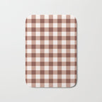 Coffee Brown & Cream Gingham Pattern Bath Mat Gallery Image 1