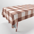 Coffee Brown & Cream Gingham Pattern Tablecloth Gallery Image 1